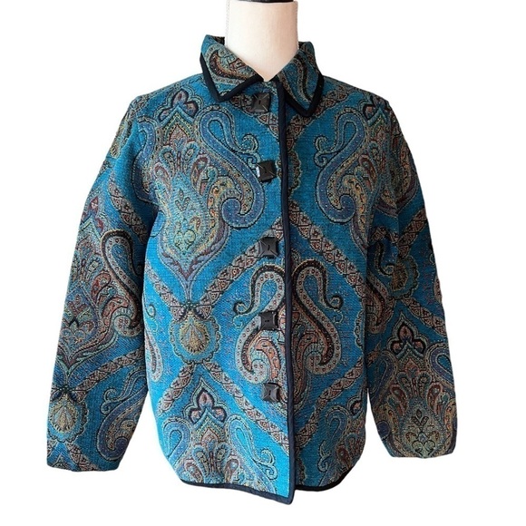 new directions Jackets & Blazers - Vintage New Direction paisley brocade vintage 80s cotton blazer EUC